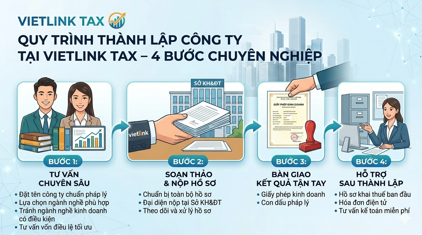 Quy trình thành lập công ty của Vietlink Tax